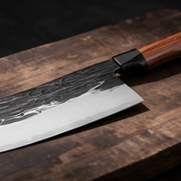 Couperet de Cuisine Japonais Acier Composite 3 Couches 18 cm – Manche Ébène & Buis - Damasaki
