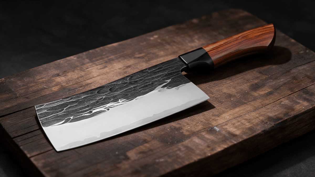 Couperet de Cuisine Japonais Acier Composite 3 Couches 18 cm – Manche Ébène & Buis - Damasaki