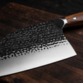 Couperet de Cuisine Japonais Acier Trempé Haute Teneur Carbone 18 cm – Manche Bois Massif - Damasaki