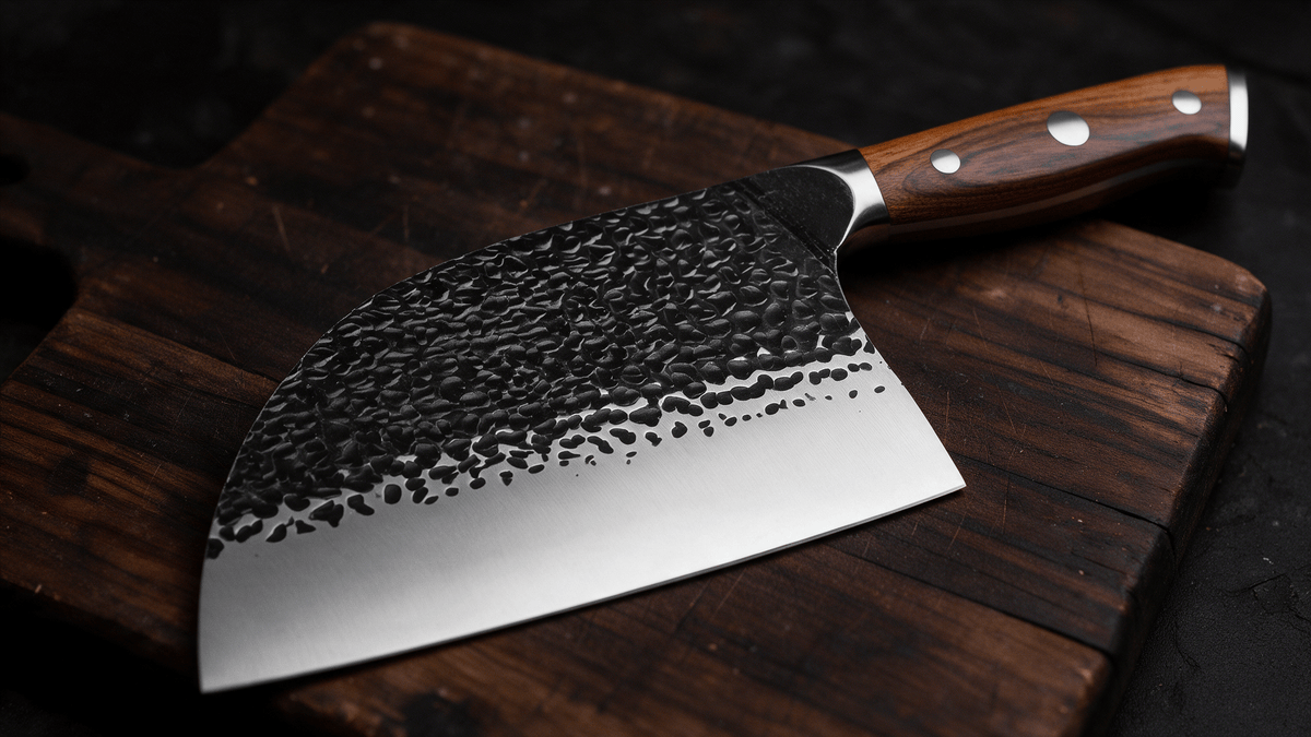 Couperet de Cuisine Japonais Acier Trempé Haute Teneur Carbone 18 cm – Manche Bois Massif - Damasaki