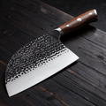 Couperet de Cuisine Japonais Acier Trempé Haute Teneur Carbone 18 cm – Manche Bois Massif - Damasaki