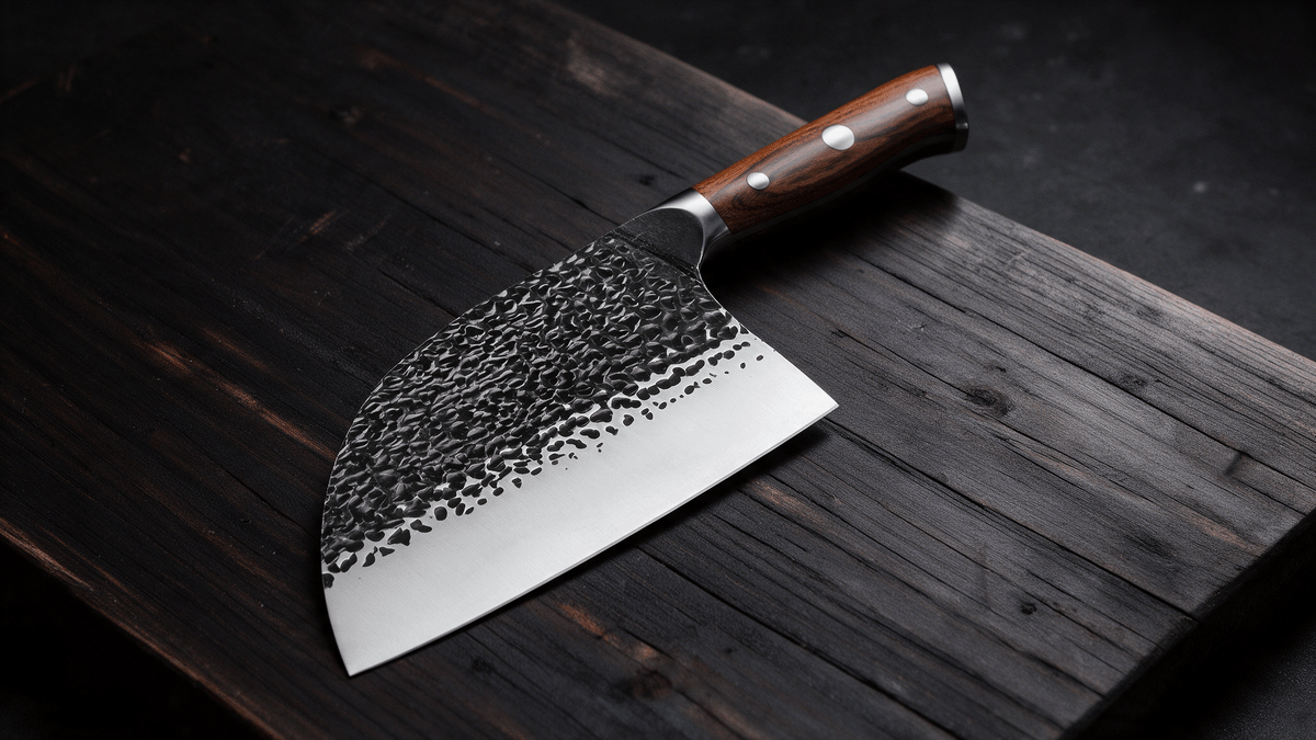 Couperet de Cuisine Japonais Acier Trempé Haute Teneur Carbone 18 cm – Manche Bois Massif - Damasaki