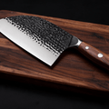 Couperet de Cuisine Japonais Acier Trempé Haute Teneur Carbone 18 cm – Manche Bois Massif - Damasaki