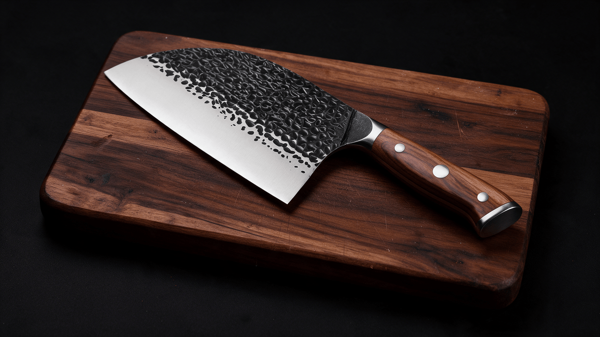 Couperet de Cuisine Japonais Acier Trempé Haute Teneur Carbone 18 cm – Manche Bois Massif - Damasaki
