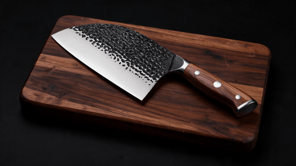 Couperet de Cuisine Japonais Acier Trempé Haute Teneur Carbone 18 cm – Manche Bois Massif - Damasaki