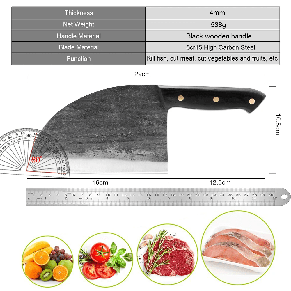Couperet de cuisine – bois riveté sur soie pleine