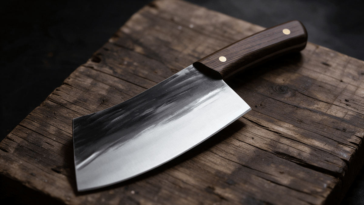 Couperet de Cuisine Japonais Acier Trempé Haute Teneur Carbone 18 cm – Manche Bois Veiné - Damasaki