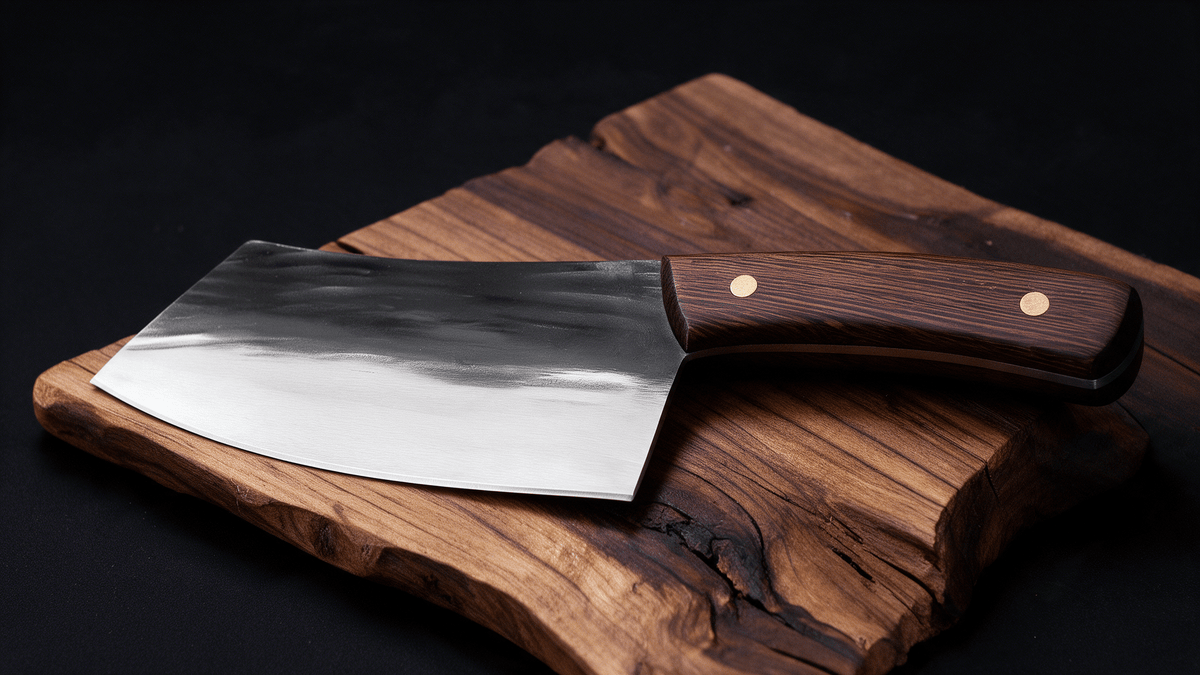 Couperet de Cuisine Japonais Acier Trempé Haute Teneur Carbone 18 cm – Manche Bois Veiné - Damasaki