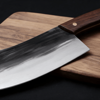 Couperet de Cuisine Japonais Acier Trempé Haute Teneur Carbone 18 cm – Manche Bois Veiné - Damasaki