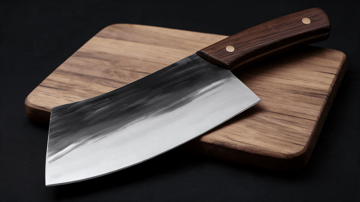 Couperet de Cuisine Japonais Acier Trempé Haute Teneur Carbone 18 cm – Manche Bois Veiné - Damasaki