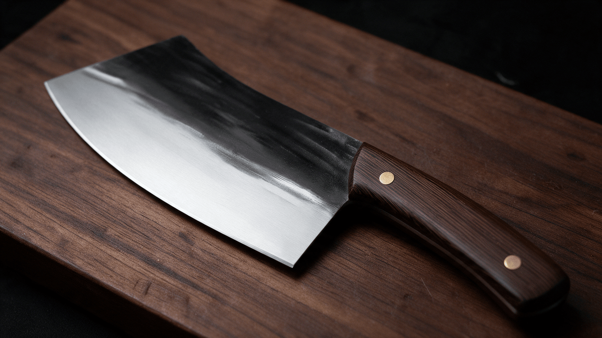Couperet de Cuisine Japonais Acier Trempé Haute Teneur Carbone 18 cm – Manche Bois Veiné - Damasaki