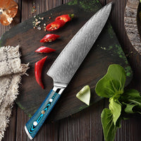 Couteau de chef damas 20,3 cm – bois bleu