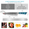 Couteau de chef damas 20,3 cm – bois bleu
