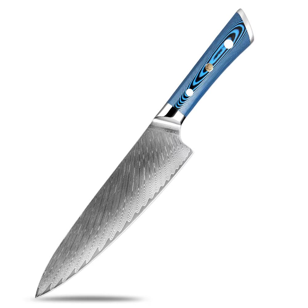 Couteau de chef damas 20,3 cm – bois bleu