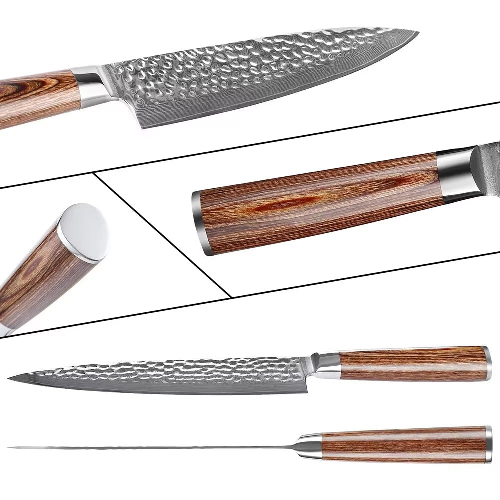 Couteau de chef damas – bois doré
