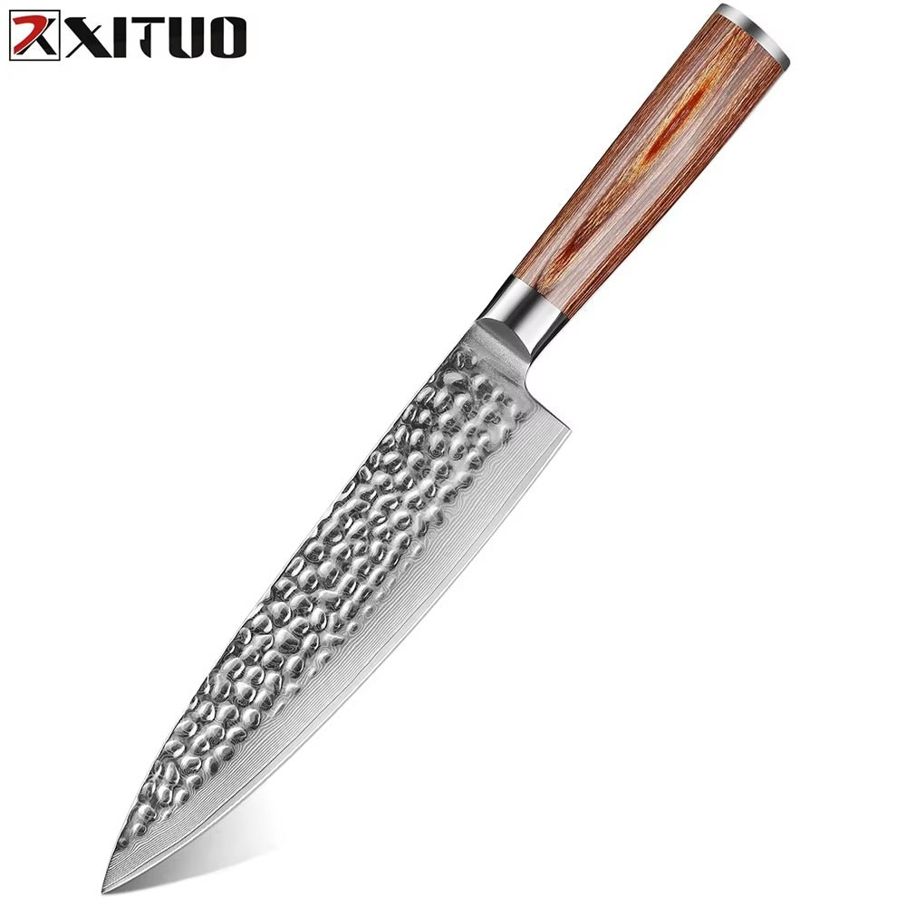 Couteau de chef damas – bois doré