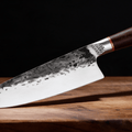 Couteau de Chef Japonais Acier Trempé Haute Teneur Carbone 20 cm – Manche Frêne & Bagues Laiton - Damasaki