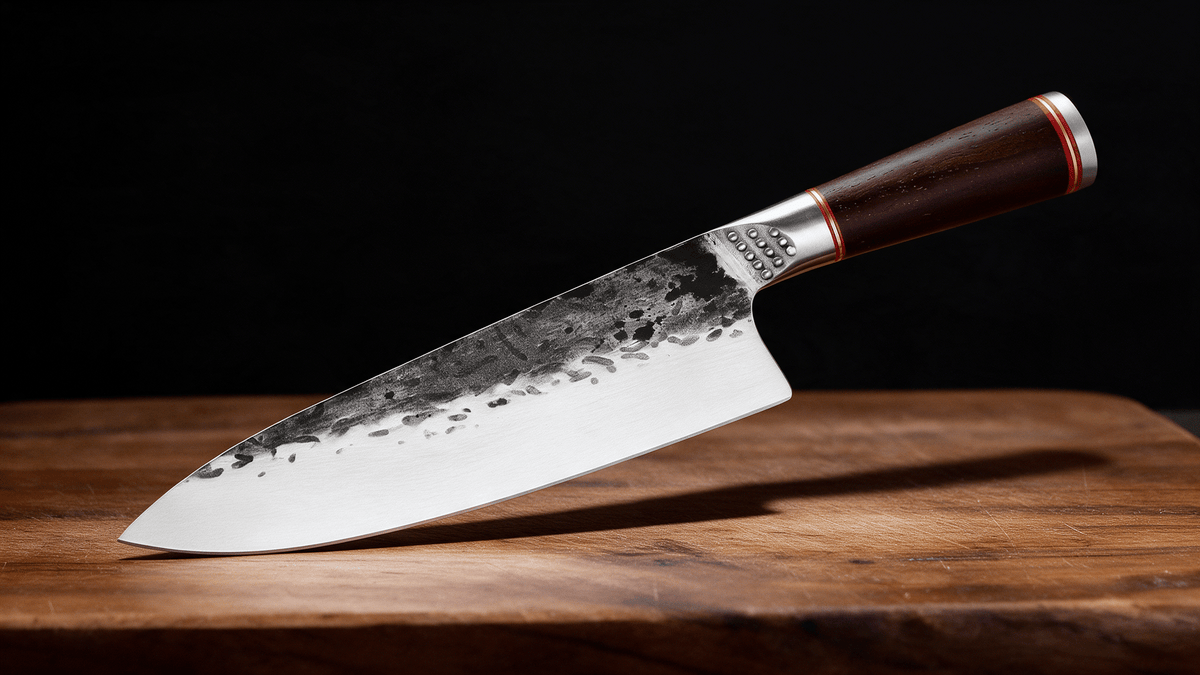 Couteau de Chef Japonais Acier Trempé Haute Teneur Carbone 20 cm – Manche Frêne & Bagues Laiton - Damasaki