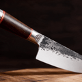 Couteau de Chef Japonais Acier Trempé Haute Teneur Carbone 20 cm – Manche Frêne & Bagues Laiton - Damasaki