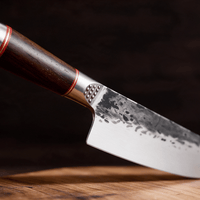 Couteau de Chef Japonais Acier Trempé Haute Teneur Carbone 20 cm – Manche Frêne & Bagues Laiton - Damasaki
