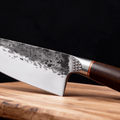 Couteau de Chef Japonais Acier Trempé Haute Teneur Carbone 20 cm – Manche Frêne & Bagues Laiton - Damasaki
