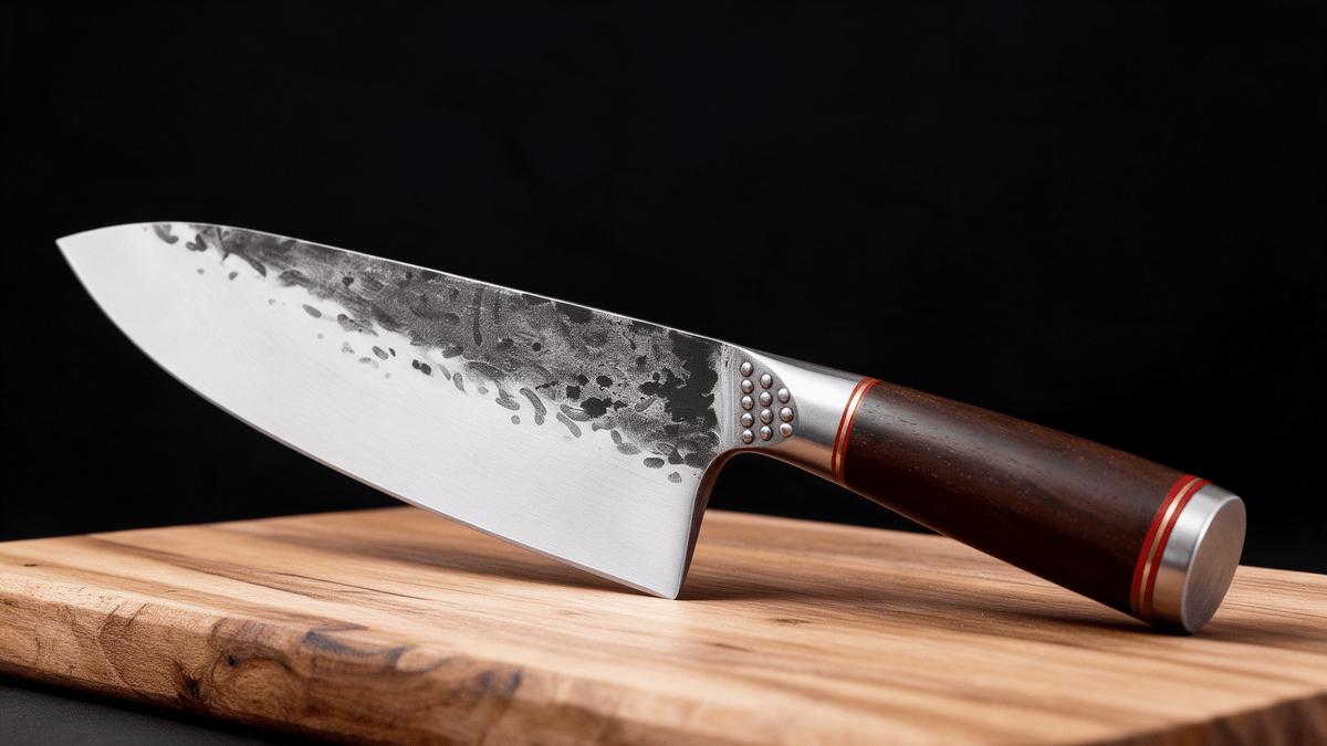 Couteau de Chef Japonais Acier Trempé Haute Teneur Carbone 20 cm – Manche Frêne & Bagues Laiton - Damasaki