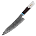 Couteau de chef damas 20,3 cm – résine et bois stabilisé octogonal