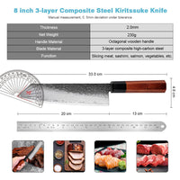 Couteau Kiritsuke en acier composite 20,3 cm – bois octogonal