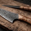 Couteau Kiritsuke Japonais Acier Damas 67 Couches 13 cm – Manche Loupe de Bois - Damasaki