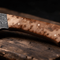 Couteau Kiritsuke Japonais Acier Damas 67 Couches 13 cm – Manche Loupe de Bois - Damasaki