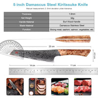 Couteau Kiritsuke damas 12,7 cm – loupe de bois