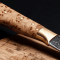 Couteau Kiritsuke Japonais Acier Damas 67 Couches 13 cm – Manche Loupe de Bois - Damasaki