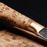 Couteau Kiritsuke Japonais Acier Damas 67 Couches 13 cm – Manche Loupe de Bois - Damasaki