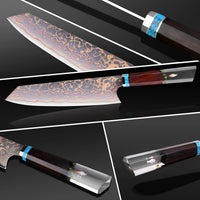 Couteau Kiritsuke damas – bois de santal rouge et résine