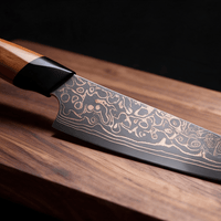 Couteau Kiritsuke Japonais Acier Damas 67 Couches 20 cm – Manche Bois Massif & G10 Noir - Damasaki