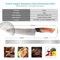 Couteau Kiritsuke damas 20,3 cm – bois massif et G10 noir