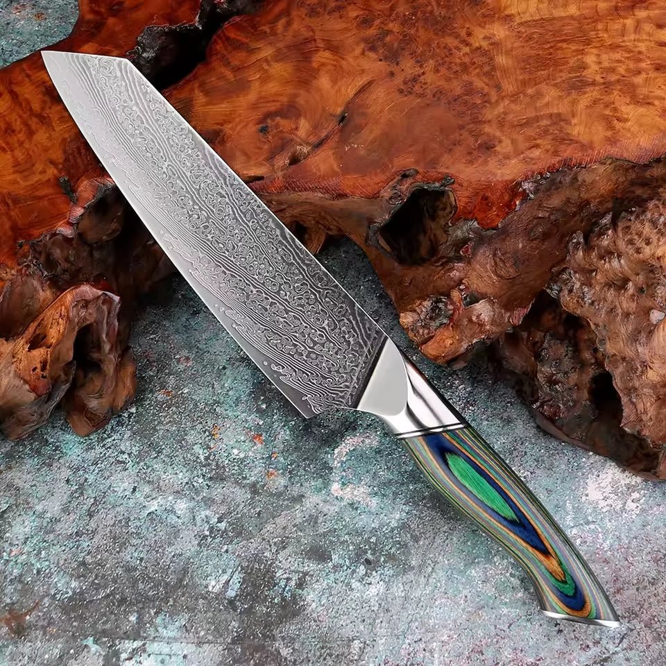 Couteau Kiritsuke damas 20,3 cm – bois multicolore