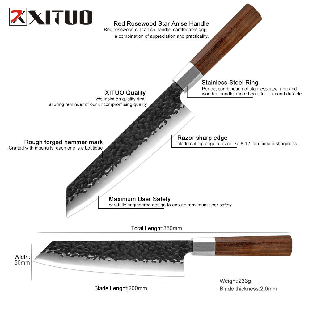 Couteau Kiritsuke 20,3 cm – palissandre octogonal et mitre en acier