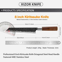 Couteau Kiritsuke 20,3 cm – palissandre octogonal et mitre en acier