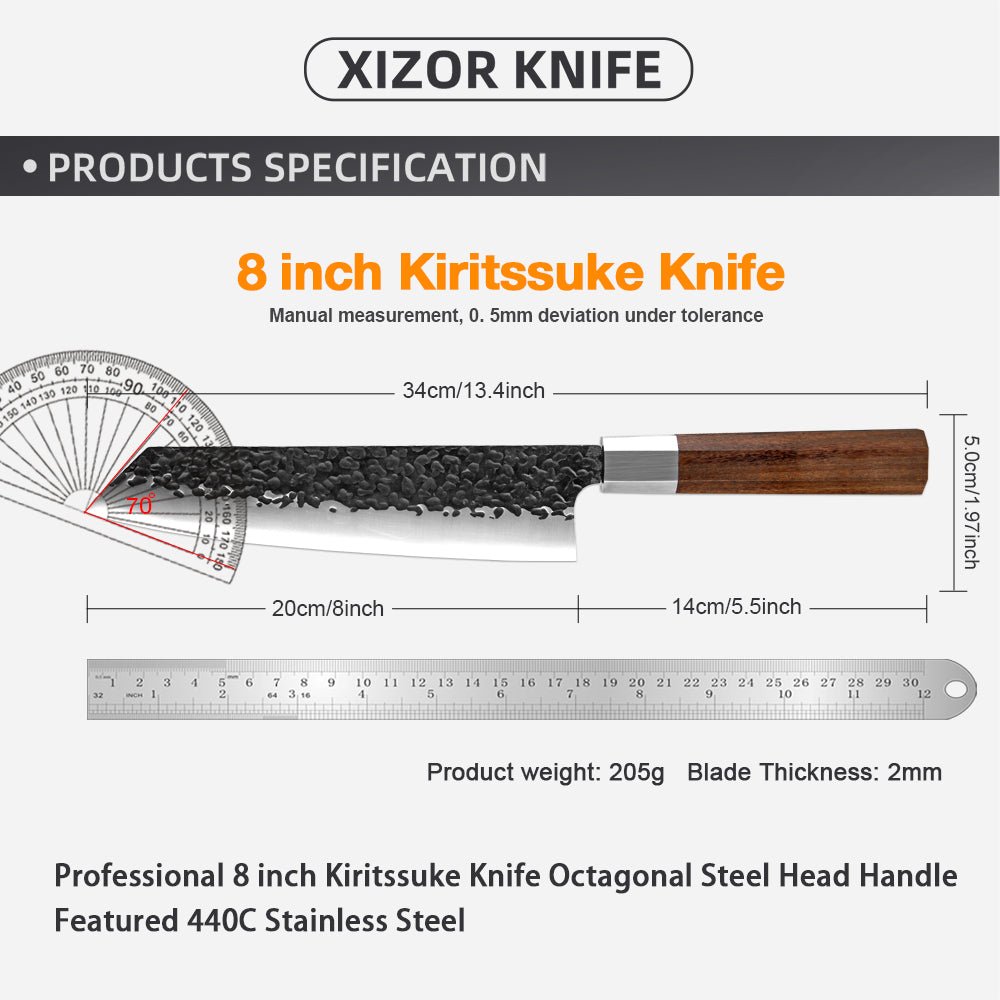 Couteau Kiritsuke 20,3 cm – palissandre octogonal et mitre en acier