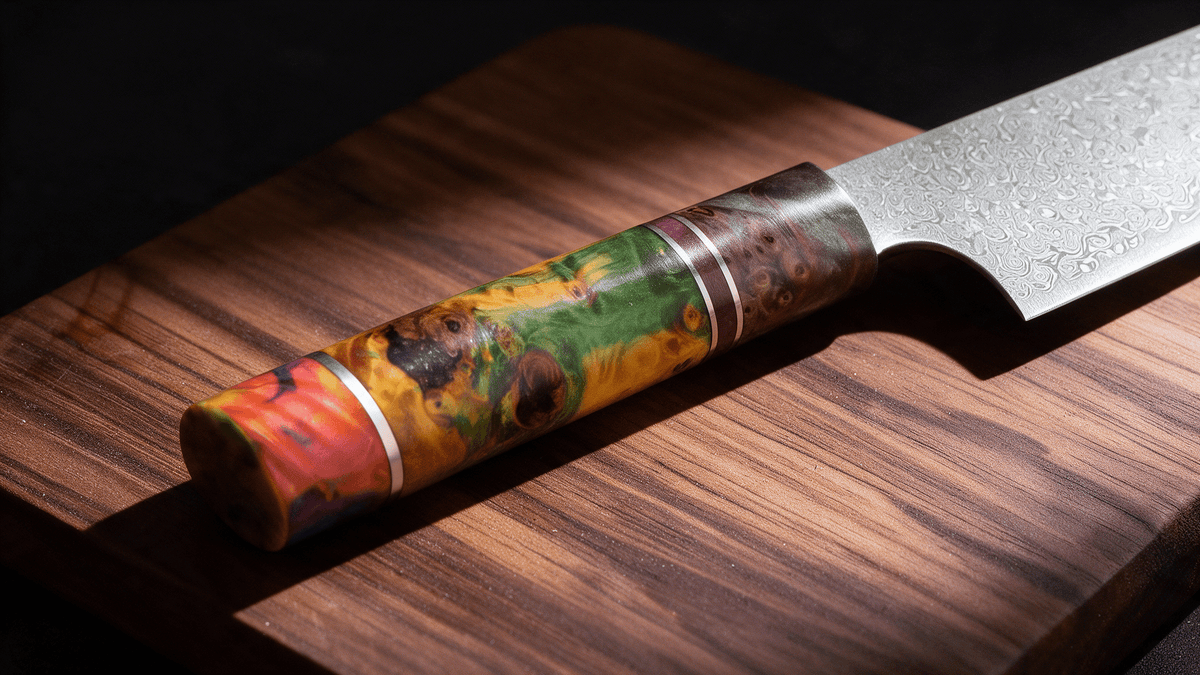 Couteau Kiritsuke Japonais Damas VG10 67 Couches 20 cm – Manche Bois Stabilisé - Damasaki