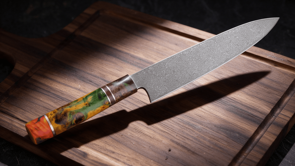 Couteau Kiritsuke Japonais Damas VG10 67 Couches 20 cm – Manche Bois Stabilisé - Damasaki