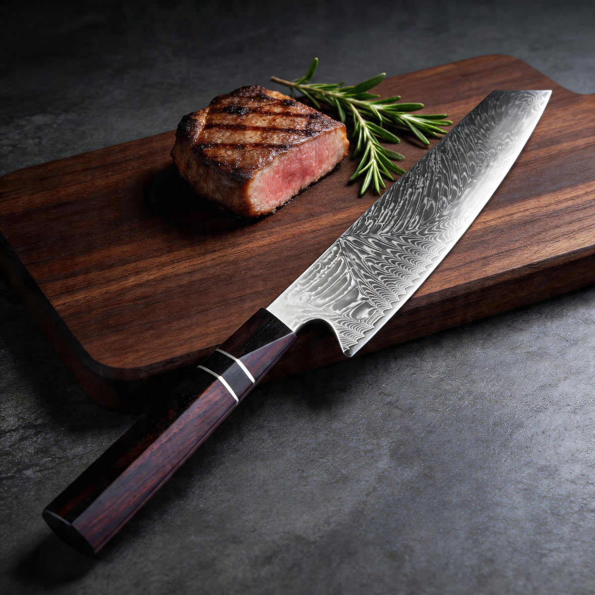 Couteau Kiritsuke damas – ébène hexagonal