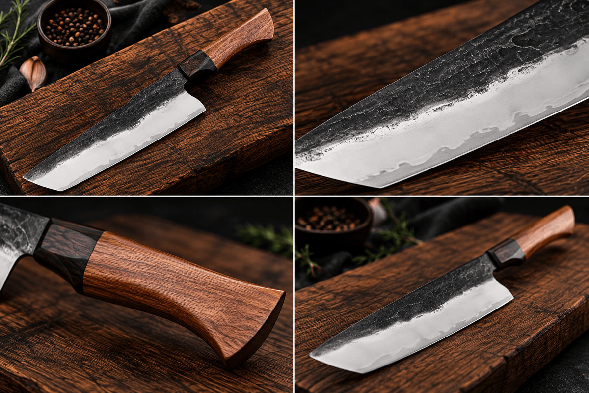 Couteau Nakiri Japonais Acier Composite 3 Couches 18 cm – Manche Ébène & Buis - Damasaki