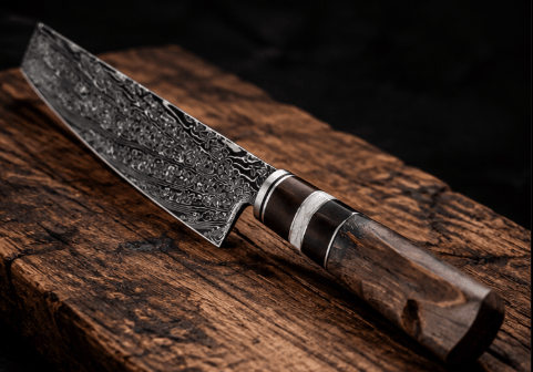 Couteau Nakiri Japonais Acier Damas 67 Couches 18 cm – Manche Bois Stabilisé Ergonomique - Damasaki