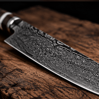 Couteau Nakiri Japonais Acier Damas 67 Couches 18 cm – Manche Bois Stabilisé Ergonomique - Damasaki