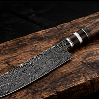 Couteau Nakiri Japonais Acier Damas 67 Couches 18 cm – Manche Bois Stabilisé Ergonomique - Damasaki