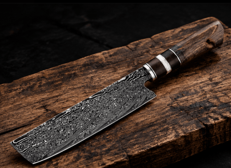 Couteau Nakiri Japonais Acier Damas 67 Couches 18 cm – Manche Bois Stabilisé Ergonomique - Damasaki