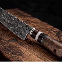 Couteau Nakiri Japonais Acier Damas 67 Couches 18 cm – Manche Bois Stabilisé Ergonomique - Damasaki