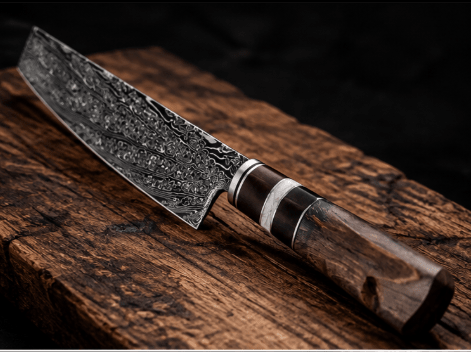 Couteau Nakiri Japonais Acier Damas 67 Couches 18 cm – Manche Bois Stabilisé Ergonomique - Damasaki